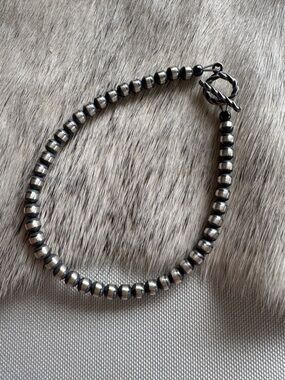 Native American Sterling Beaded Toggle Bracelet